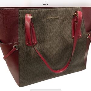 Michael Kors Burgundy Voyager East West Leather Tote